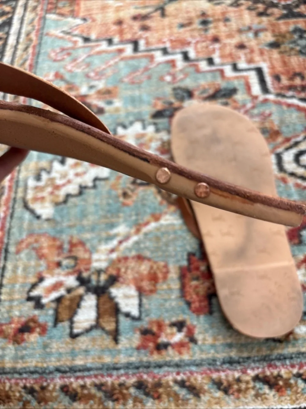 Beek Brown leather flip flops size 10 - Picture 7 of 10